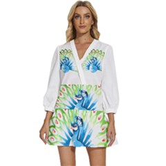 Peacock T-shirtsteal Your Heart Peacock 203 T-shirt V-neck Placket Mini Dress