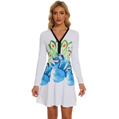 Peacock T-shirtsteal Your Heart Peacock 203 T-shirt Long Sleeve Deep V Mini Dress  by EnriqueJohnson