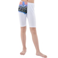 Breakwater Santa Cruz T- Shirt Lighthouse Breakwater Santa Cruz U S A Voyage Art Digital Painting Wa Kids  Mid Length Swim Shorts by JamesGoode