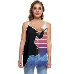 Fencing Funny T- Shirt Fencing Sport Fencing T- Shirt (1) Casual Spaghetti Strap Chiffon Top by ZUXUMI