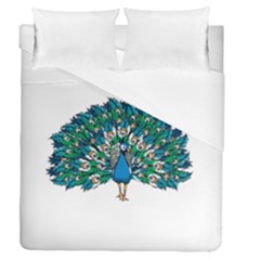 Peacock T-shirtwhite Look Calm Peacock 10 T-shirt Duvet Cover Double Side (queen Size) by EnriqueJohnson