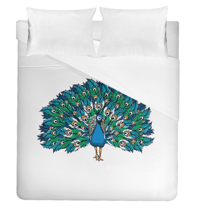 Peacock T-shirtwhite Look Calm Peacock 10 T-shirt Duvet Cover Double Side (Queen Size)