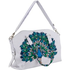 Peacock T-shirtwhite Look Calm Peacock 10 T-shirt Canvas Crossbody Bag by EnriqueJohnson