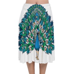 Peacock T-shirtwhite Look Calm Peacock 10 T-shirt Velvet Flared Midi Skirt by EnriqueJohnson