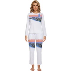 Breakwater Santa Cruz T- Shirt Lighthouse Breakwater Santa Cruz U S A Voyage Art Digital Painting Wa Womens  Long Sleeve Lightweight Pajamas Set by JamesGoode