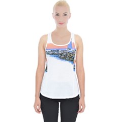 Breakwater Santa Cruz T- Shirt Lighthouse Breakwater Santa Cruz U S A Voyage Art Digital Painting Wa Piece Up Tank Top