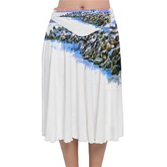 Breakwater Santa Cruz T- Shirt Lighthouse Breakwater Santa Cruz U S A Voyage Art Digital Painting Wa Velvet Flared Midi Skirt by JamesGoode