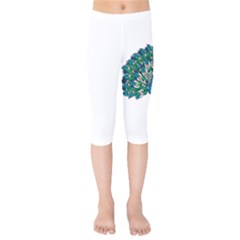 Peacock T-shirtwhite Look Calm Peacock 10 T-shirt Kids  Capri Leggings  by EnriqueJohnson