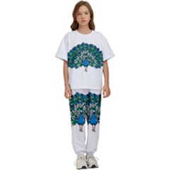 Peacock T-shirtwhite Look Calm Peacock 10 T-shirt Kids  T-shirt And Pants Sports Set by EnriqueJohnson