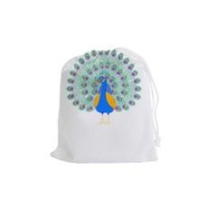 Peacock T-shirtwhite Look Calm Peacock 28 T-shirt (1) Drawstring Pouch (medium) by EnriqueJohnson