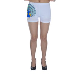 Peacock T-shirtwhite Look Calm Peacock 28 T-shirt (1) Skinny Shorts