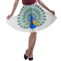 Peacock T-shirtwhite Look Calm Peacock 28 T-shirt (1) A-line Skater Skirt