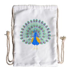 Peacock T-shirtwhite Look Calm Peacock 28 T-shirt (1) Drawstring Bag (Large)