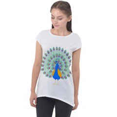 Peacock T-shirtwhite Look Calm Peacock 28 T-shirt (1) Cap Sleeve High Low Top