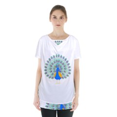 Peacock T-shirtwhite Look Calm Peacock 28 T-shirt (1) Skirt Hem Sports Top