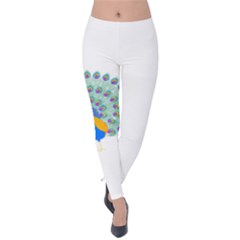 Peacock T-shirtwhite Look Calm Peacock 28 T-shirt (1) Velvet Leggings