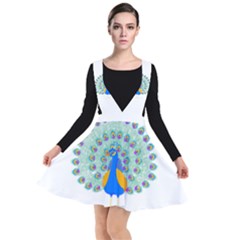 Peacock T-shirtwhite Look Calm Peacock 28 T-shirt (1) Plunge Pinafore Dress