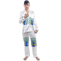 Peacock T-shirtwhite Look Calm Peacock 28 T-shirt (1) Men s Long Sleeve Satin Pajamas Set