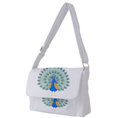 Peacock T-shirtwhite Look Calm Peacock 28 T-shirt (1) Full Print Messenger Bag (S)