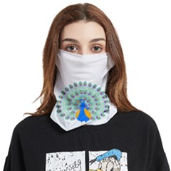 Peacock T-shirtwhite Look Calm Peacock 28 T-shirt (1) Face Covering Bandana (Two Sides)