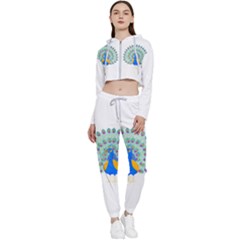 Peacock T-shirtwhite Look Calm Peacock 28 T-shirt (1) Cropped Zip Up Lounge Set