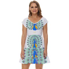 Peacock T-shirtwhite Look Calm Peacock 28 T-shirt (1) Short Sleeve Tiered Mini Dress