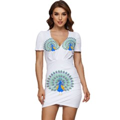 Peacock T-shirtwhite Look Calm Peacock 28 T-shirt (1) Low Cut Cap Sleeve Mini Dress