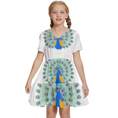 Peacock T-shirtwhite Look Calm Peacock 28 T-shirt (1) Kids  Short Sleeve Tiered Mini Dress