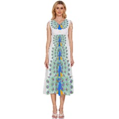 Peacock T-shirtwhite Look Calm Peacock 28 T-shirt (1) V-Neck Drawstring Shoulder Sleeveless Maxi Dress