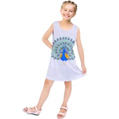 Peacock T-shirtwhite Look Calm Peacock 28 T-shirt (1) Kids  Tunic Dress by EnriqueJohnson