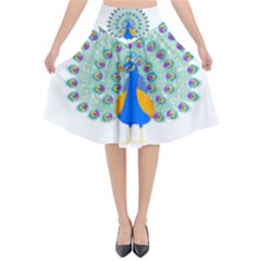 Peacock T-shirtwhite Look Calm Peacock 28 T-shirt (1) Flared Midi Skirt by EnriqueJohnson