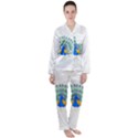 Peacock T-shirtwhite Look Calm Peacock 28 T-shirt (1) Women s Long Sleeve Satin Pajamas Set	 View1