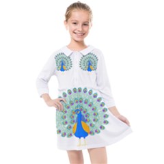 Peacock T-shirtwhite Look Calm Peacock 28 T-shirt (1) Kids  Quarter Sleeve Shirt Dress by EnriqueJohnson