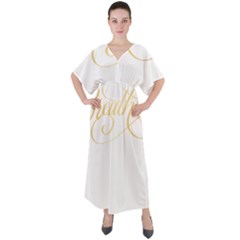 Breathe T- Shirt Breathe In Gold T- Shirt V-neck Boho Style Maxi Dress by JamesGoode