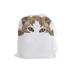 Peeking Cat T-shirtpeeking Cute Cat T-shirt Drawstring Pouch (large) by EnriqueJohnson