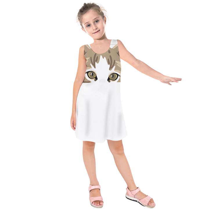 Peeking Cat T-shirtpeeking Cute Cat T-shirt Kids  Sleeveless Dress