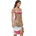 Fennec Fox T- Shirt Im Really A Fennec Fox T- Shirt Off Shoulder Ruffle Split Hem Bodycon Dress View3