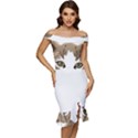 Peeking Cat T-shirtpeeking Cute Cat T-shirt Off Shoulder Ruffle Split Hem Bodycon Dress View1