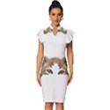 Peeking Cat T-shirtpeeking Cute Cat T-shirt Vintage Frill Sleeve V-Neck Bodycon Dress View1