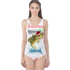 Fishing T- Shirt Fishing Christmas T- Shirt One Piece Swimsuit by ZUXUMI