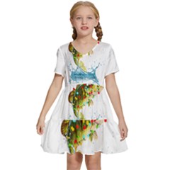 Fishing T- Shirt Fishing Christmas T- Shirt Kids  Short Sleeve Tiered Mini Dress by ZUXUMI