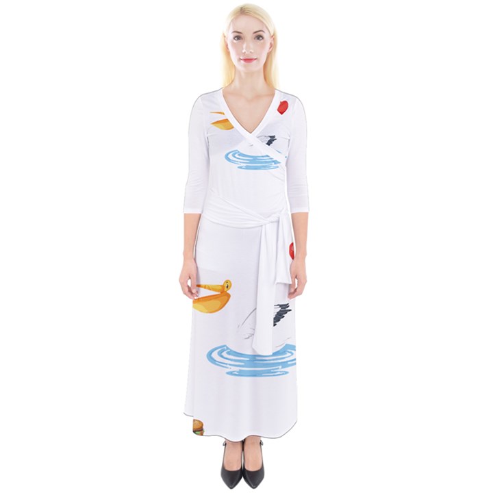 Pelican T-shirtsteal Your Heart Pelican 30 T-shirt Quarter Sleeve Wrap Maxi Dress