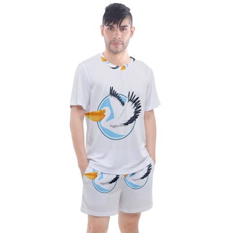 Pelican T-shirtwhite Look Calm Pelican 08 T-shirt Men s Mesh T-shirt And Shorts Set by EnriqueJohnson