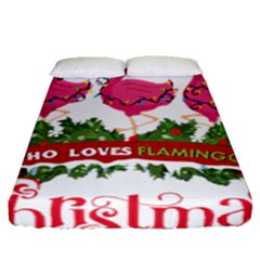 Flamingo T- Shirt Just A Girl Who Loves Flamingos And Christmas T- Shirt (1) Fitted Sheet (queen Size) by ZUXUMI