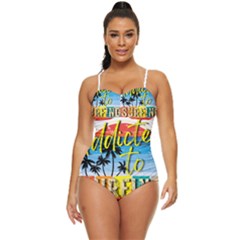 Bright Colorfull Addicted To Surfing T- Shirt Bright Colorfull Addicted To Surfing T- Shirt T- Shirt Retro Full Coverage Swimsuit by JamesGoode