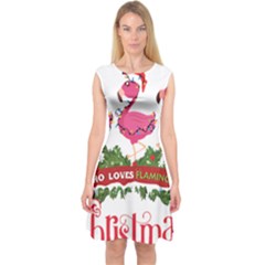 Flamingo T- Shirt Just A Girl Who Loves Flamingos And Christmas T- Shirt Capsleeve Midi Dress by ZUXUMI