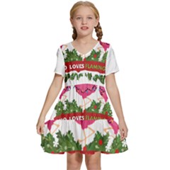 Flamingo T- Shirt Just A Girl Who Loves Flamingos And Christmas T- Shirt Kids  Short Sleeve Tiered Mini Dress by ZUXUMI