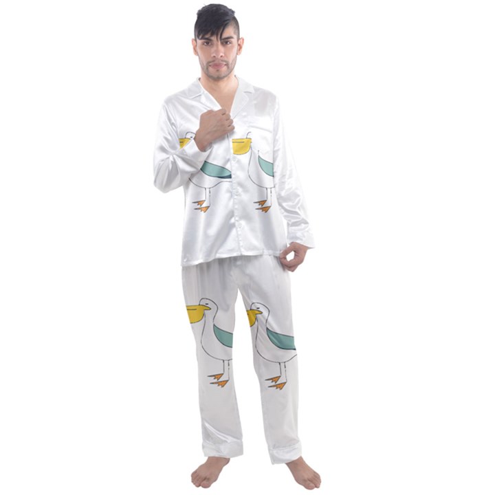 Pelican T-shirtwhite Look Calm Pelican 17 T-shirt Men s Long Sleeve Satin Pajamas Set