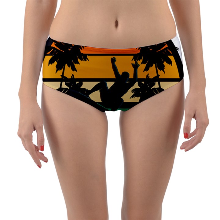 Bright Surfing Design Board Meeting T- Shirt Board Meeting Surfing Bright T Shirt Design T- Shirt Reversible Mid-Waist Bikini Bottoms