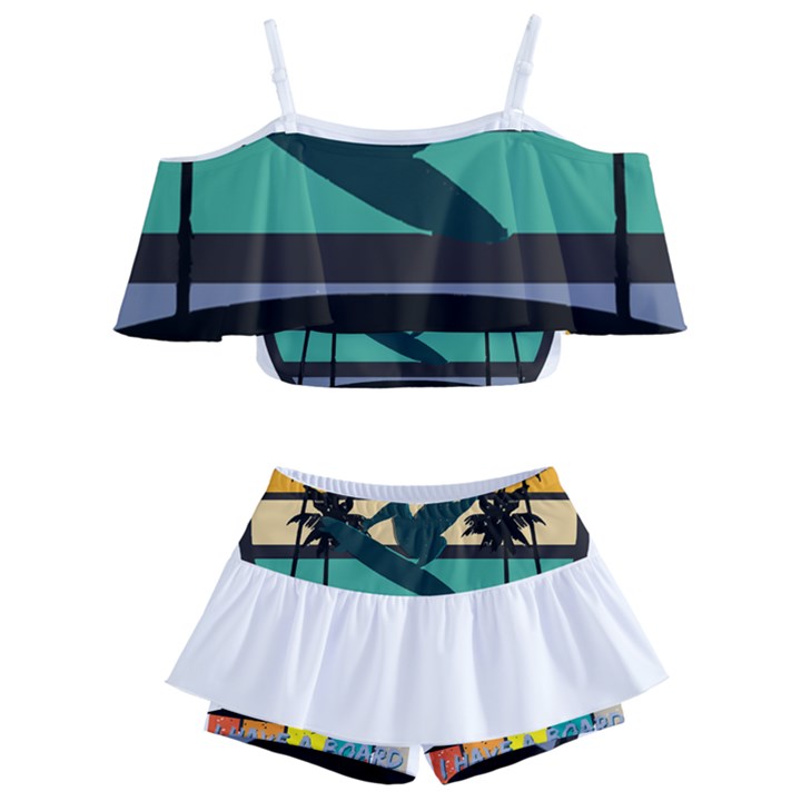 Bright Surfing Design Board Meeting T- Shirt Board Meeting Surfing Bright T Shirt Design T- Shirt Kids  Off Shoulder Skirt Bikini